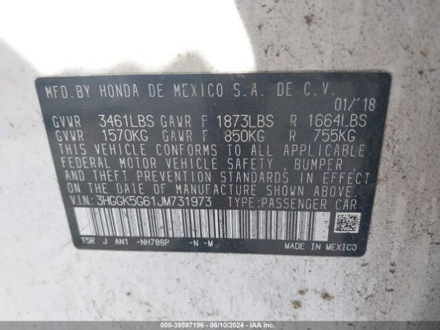 3HGGK5G61JM731973 Honda Fit Sport