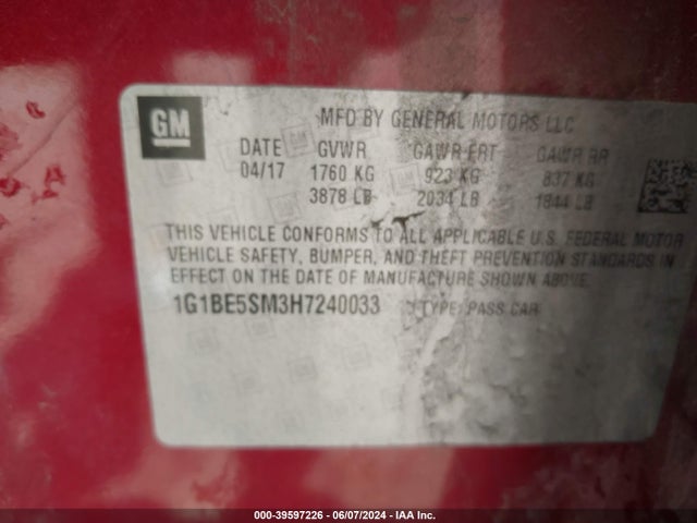 Chevrolet Cruze Lt Auto 2017 1G1BE5SM3H7240033 Image 9