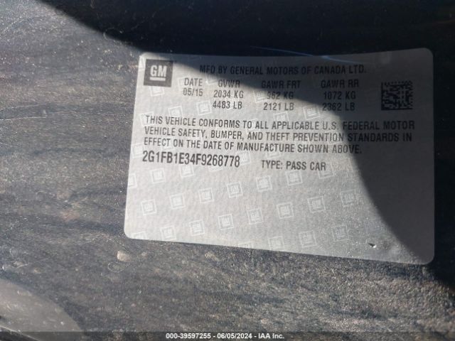2G1FB1E34F9268778 Chevrolet Camaro 2ls