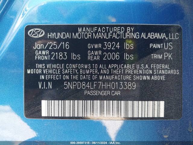 Hyundai Elantra Limited 2017 5NPD84LF7HH013389 Image 9