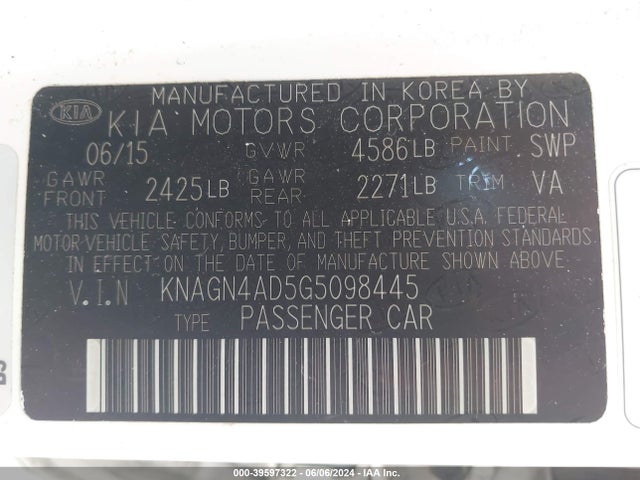 KIA Optima Hybrid Ex 2016 KNAGN4AD5G5098445 Image 9