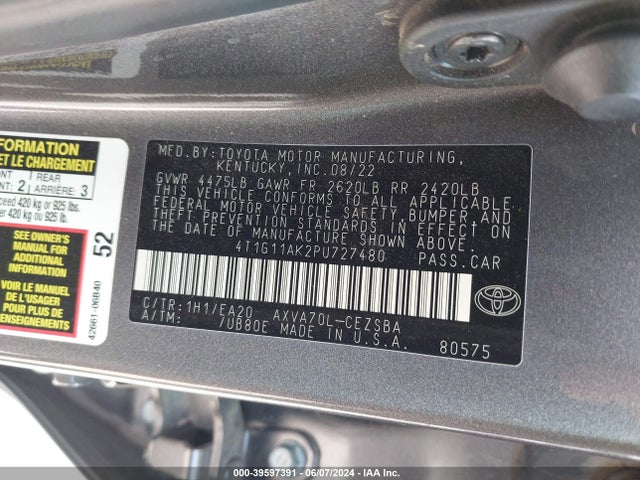 Toyota CAMRY SE 2023 4T1G11AK2PU727480 Image 9
