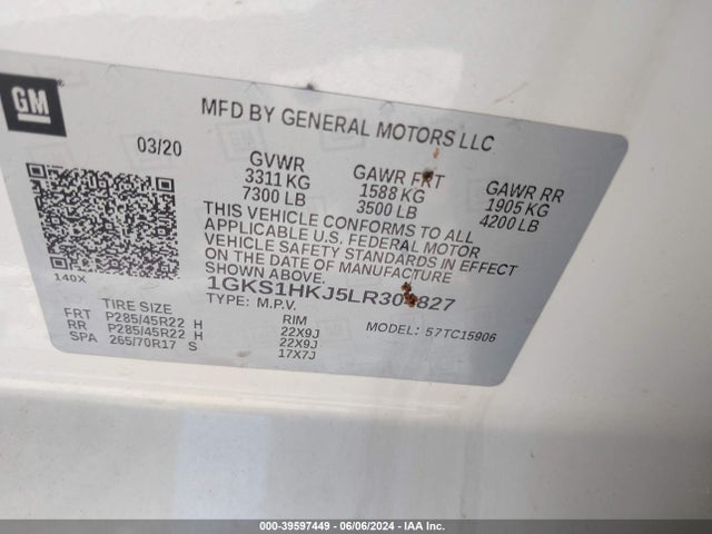 1GKS1HKJ5LR304827 GMC Yukon Xl 2wd Denali