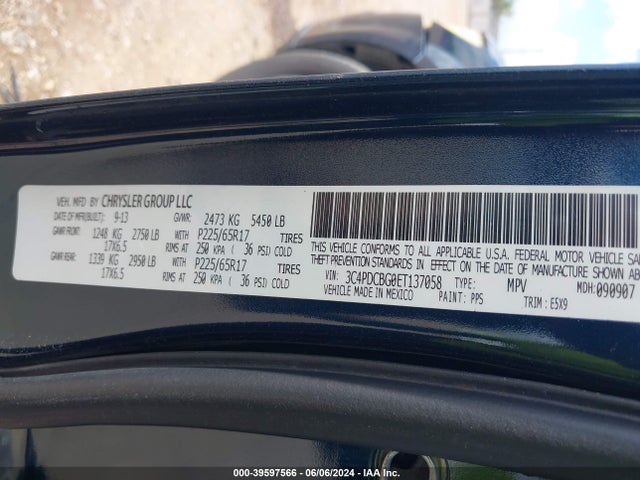 Dodge Journey Sxt 2014 3C4PDCBG0ET137058 Image 9