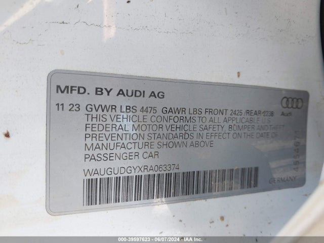 WAUGUDGYXRA063374 Audi A3 Premium 40 Tfsi Quattro S Tronic