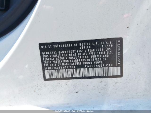 3VWC57BU6MM017960 Volkswagen Jetta 1.4t R-line/1.4t S/1.4t Se