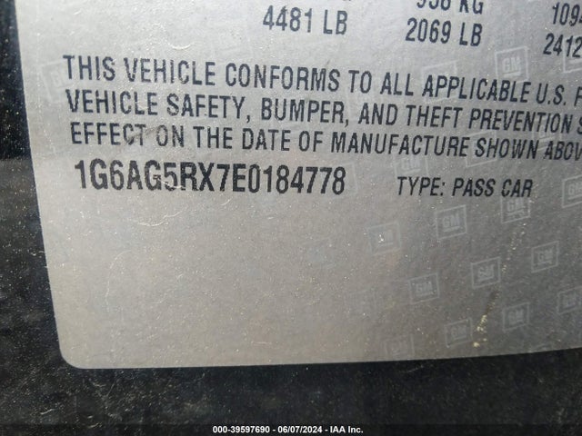 1G6AG5RX7E0184778 Cadillac Ats Standard