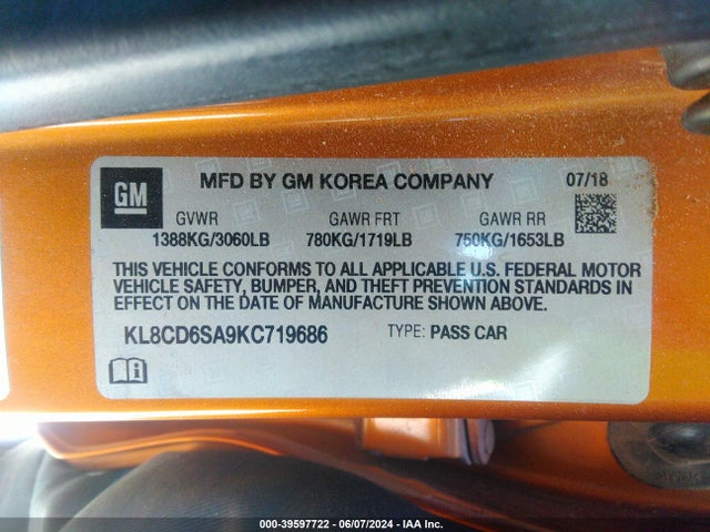 Chevrolet Spark 1lt Cvt 2019 KL8CD6SA9KC719686 Image 9