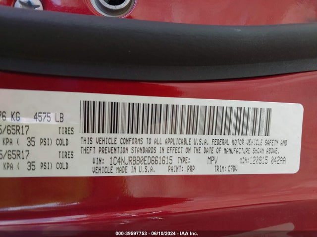 1C4NJRBB0ED661615 Jeep Patriot Sport