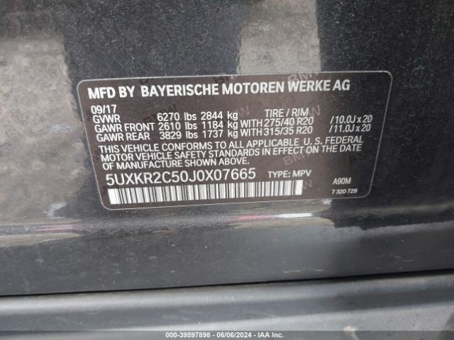 5UXKR2C50J0X07665 BMW X5 Sdrive35i