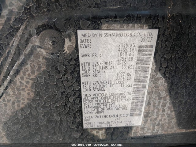 Nissan Rogue Sl 2017 5N1AT2MT3HC884517 Image 9