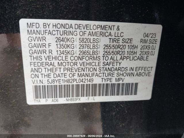 5J8YE1H82PL042149 Acura Mdx Advance Package