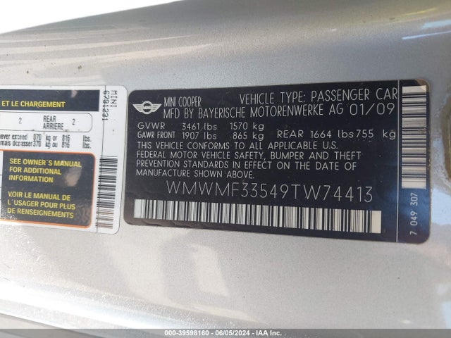 2009 MINI COOPER WMWMF33549TW74413 Photo 8