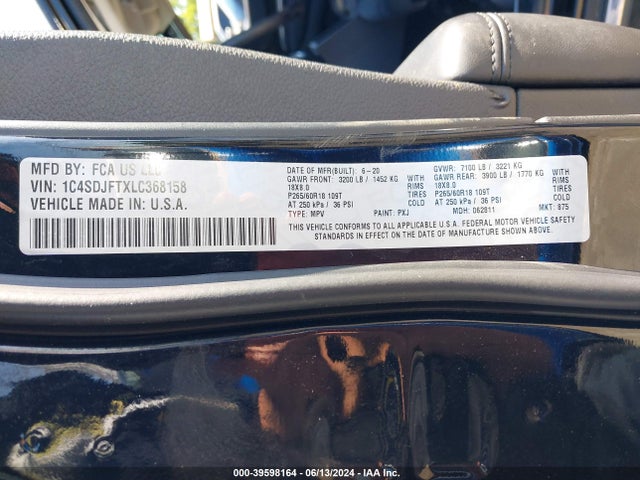 Dodge Durango Pursuit Awd 2020 1C4SDJFTXLC368158 Image 9
