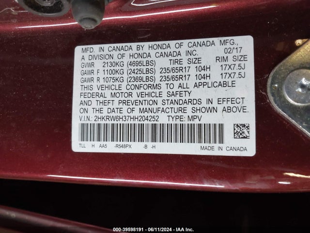 Honda CR-V LX 2017 2HKRW6H37HH204252 Image 9