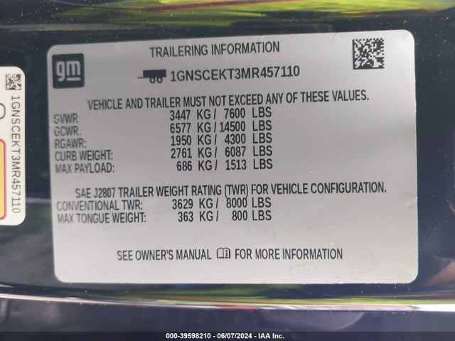 Chevrolet Suburban 2wd Rst 2021 1GNSCEKT3MR457110 Image 9