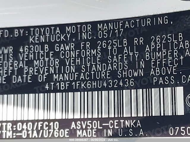 Toyota CAMRY LE 2017 4T1BF1FK6HU432436 Image 9