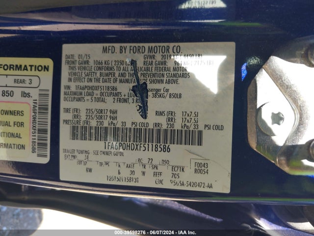 Ford FUSION SE 2015 1FA6P0HDXF5118586 Image 9