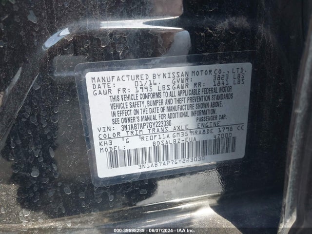 Nissan SENTRA S 2016 3N1AB7AP7GY223030 Image 9