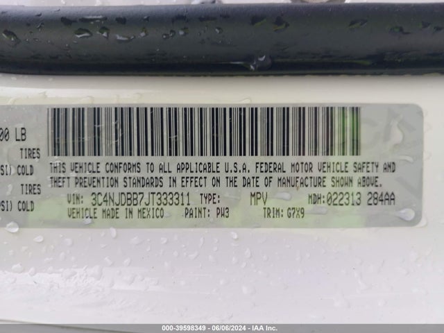3C4NJDBB7JT333311 Jeep Compass Latitude 4x4