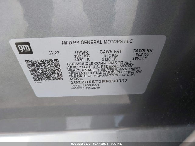 Chevrolet MALIBU LT 2024 1G1ZD5ST2RF133362 Image 9