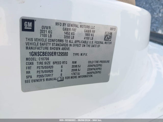 Chevrolet Tahoe Lt 2014 1GNSCBE09ER129580 Image 9