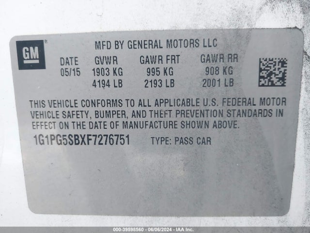 Chevrolet CRUZE LTZ 2015 1G1PG5SBXF7276751 Image 9
