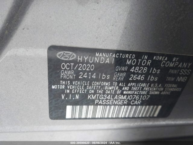 KMTG34LA9MU076107 Genesis G70 2.0t Awd