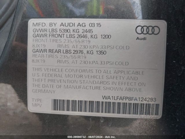2015 AUDI Q5 WA1LFAFP8FA124293 Photo 8