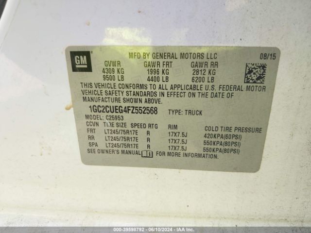 1GC2CUEG4FZ552568 Chevrolet Silverado 2500hd Wt