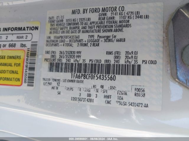 2015 FORD MUSTANG 1FA6P8CF0F5435560 Photo 8