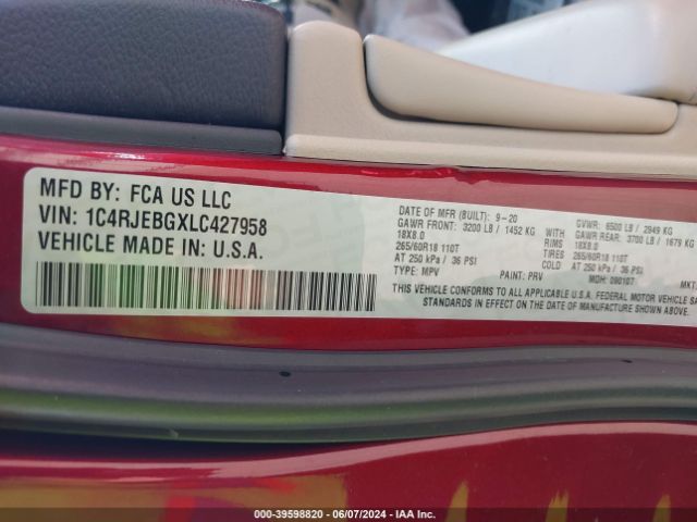 1C4RJEBGXLC427958 Jeep Grand Cherokee Limited 4x2