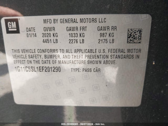 Chevrolet MALIBU 1LT 2014 1G11C5SL1EF201290 Image 9
