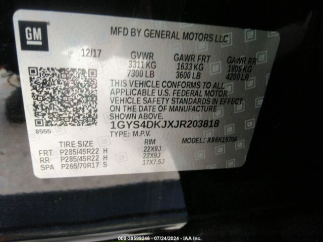 1GYS4DKJXJR203818 Cadillac Escalade Platinum