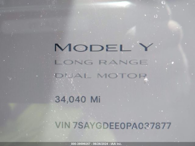 7SAYGDEE0PA037877 Tesla Model Y Awd/long Range Dual Motor All-wheel Drive