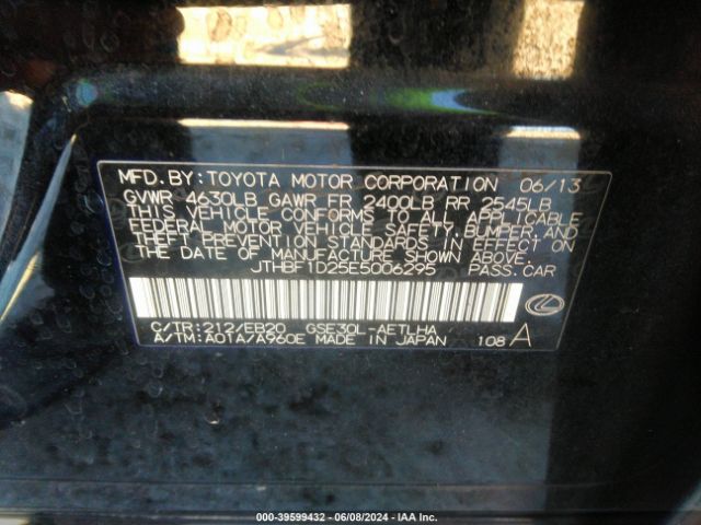 JTHBF1D25E5006295 Lexus IS 250