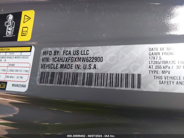 1C4HJXFGXMW622900 Jeep Wrangler Unlimited Rubicon 4x4