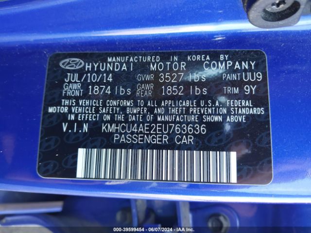 KMHCU4AE2EU763636 Hyundai ACCENT GLS