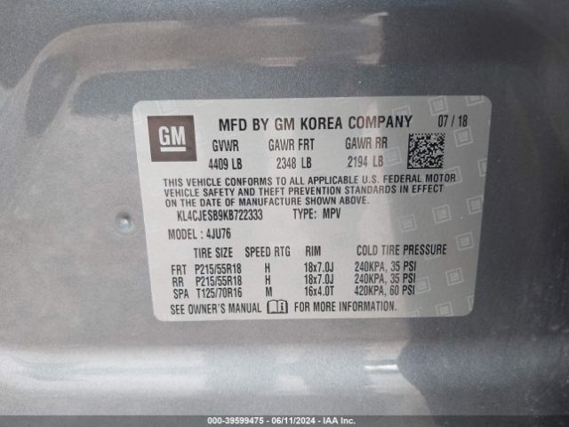 KL4CJESB9KB722333 Buick Encore Awd Preferred