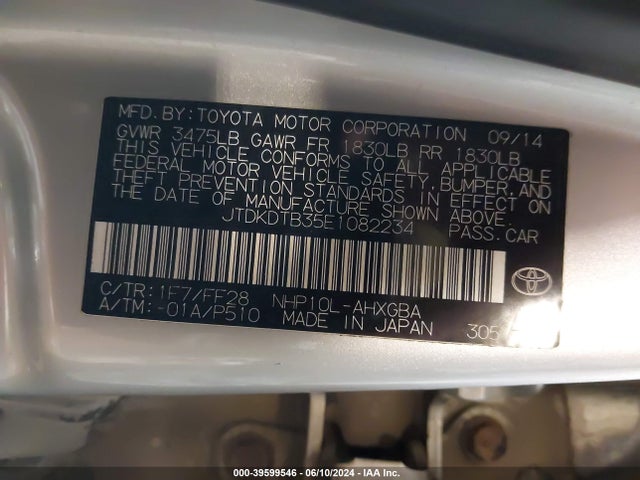 Toyota Prius C Three 2014 JTDKDTB35E1082234 Image 9