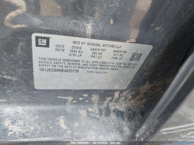 Chevrolet Sonic Lt Auto 2014 1G1JC5SH6E4223776 Image 9