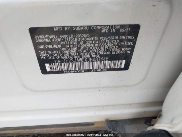 JF2SJAWCXJH483448 Subaru Forester 2.5i Touring