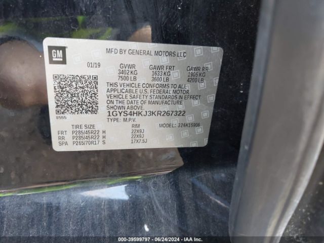 1GYS4HKJ3KR267322 Cadillac Escalade Esv Luxury