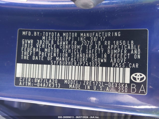 Toyota Corolla Xse 2018 5YFBURHE8JP741022 Image 9
