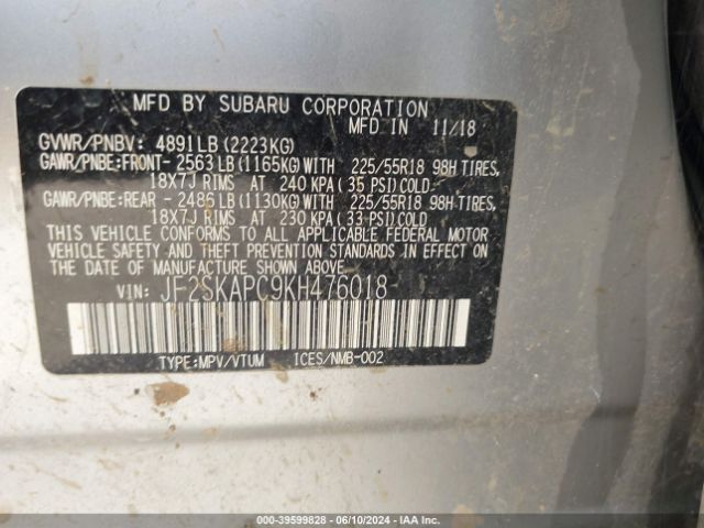 JF2SKAPC9KH476018 Subaru Forester Sport