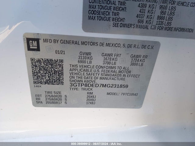 GMC Sierra 1500 Slt 2021 3GTP8DED7MG231859 Image 9
