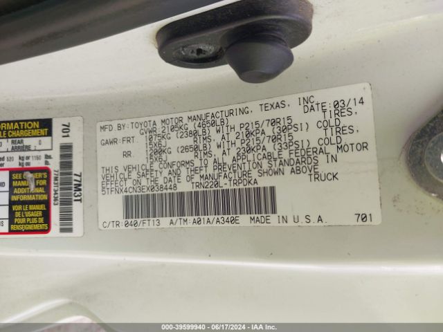 5TFNX4CN3EX038448 Toyota Tacoma
