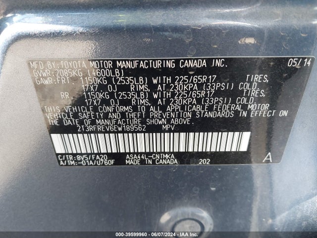 Toyota Rav4 Xle 2014 2T3RFREV6EW189562 Image 9