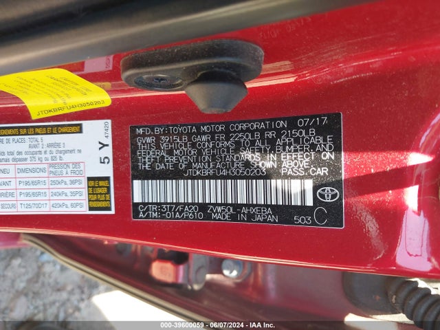 Toyota Prius Two 2017 JTDKBRFU4H3050203 Image 9