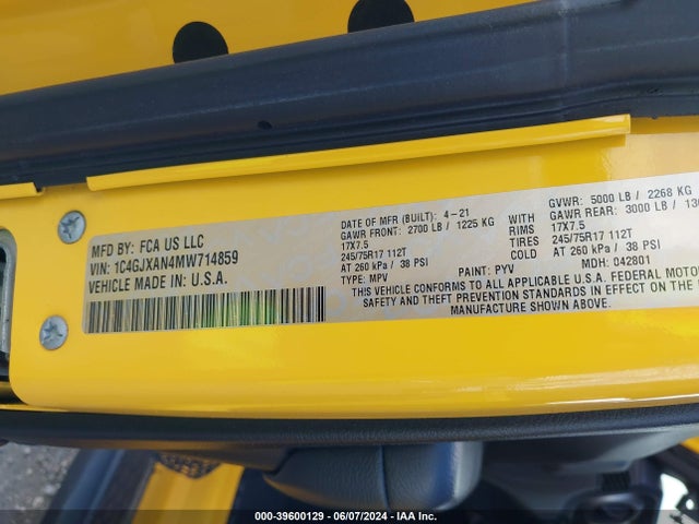 1C4GJXAN4MW714859 Jeep Wrangler Sport S 4x4